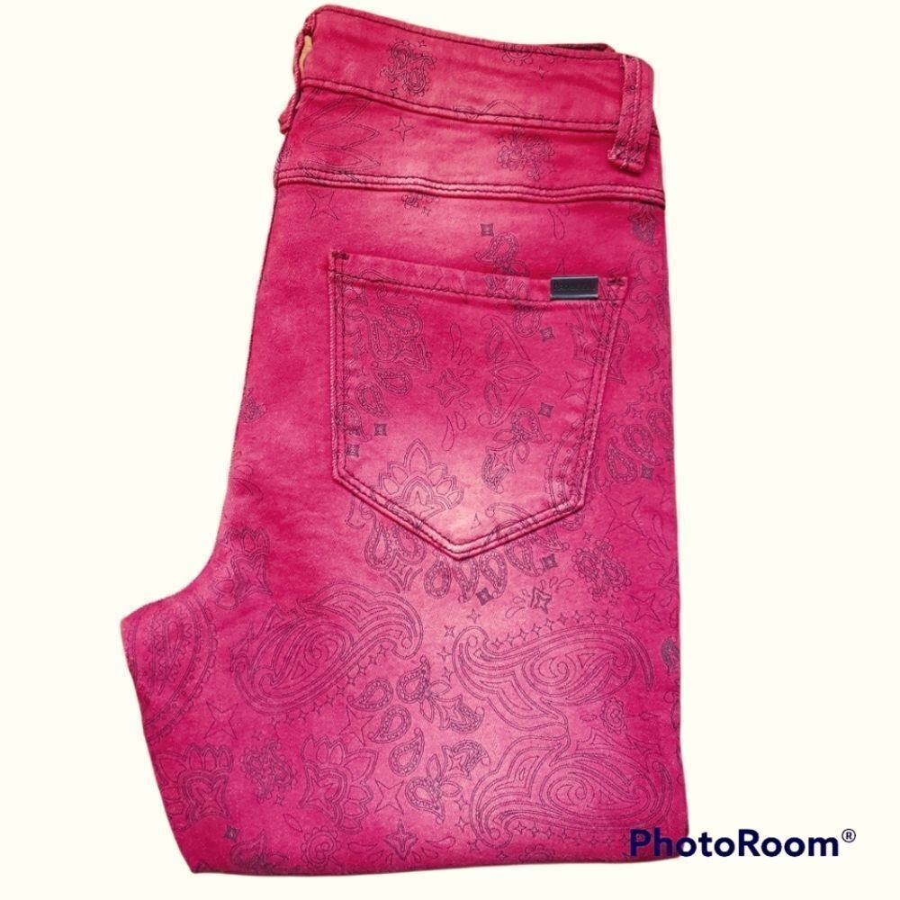 Ranbeeri red paisley skinny jeans